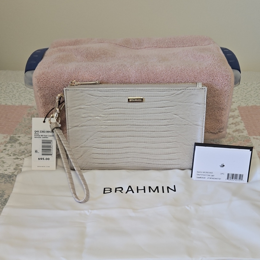 BRAHMIN DAISY WRISTLET in PUMICE ALL OVER LIZARD. NWT